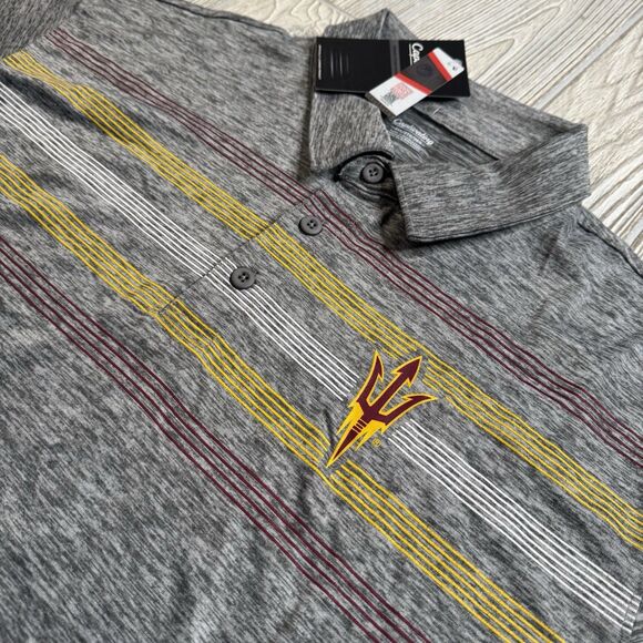 Arizona State Sun Devils Performance Polo Men’s XXL Gray Logo Stretch New - Picture 1 of 11